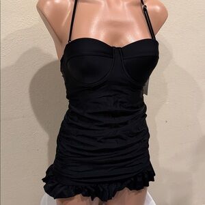 NWT Jessica Simpson one piece swimsuit swim dress push up bandeau underwire